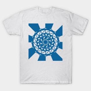 Modern geometric shapes pattern in blue T-Shirt